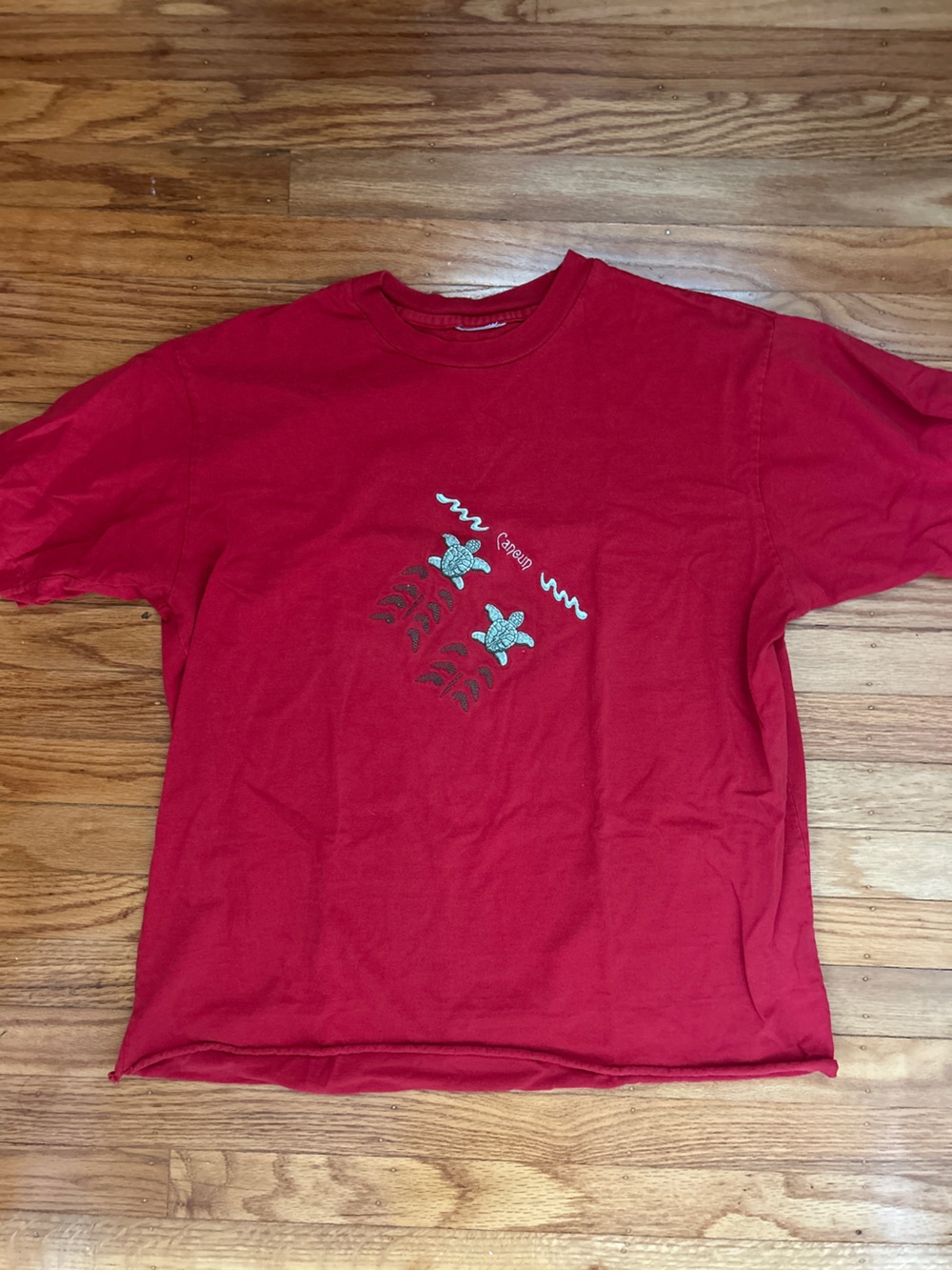 Men’s Red Graphic Tee with Sea Turtle Design